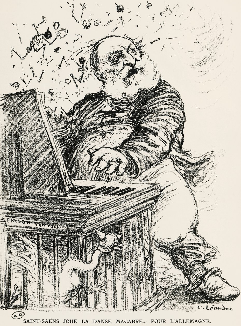 Karikatur av Charles Camille Saint-Saens, fransk komponist, pianist og organist av Charles Leandre