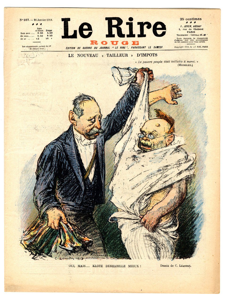 Cover av "" Le Lire rouge", Satirical in B & W av Charles Leandre