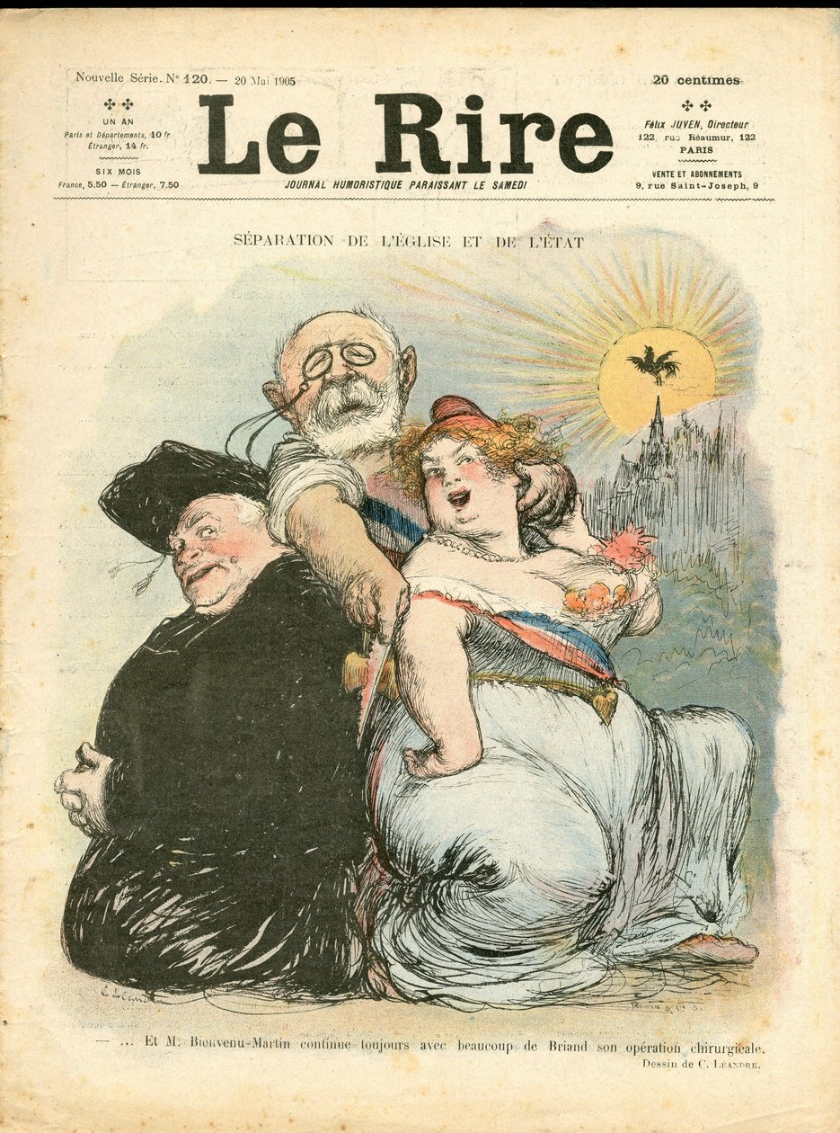 Omslag til "" The Laughter"", nummer 120, Satirical in Colors av Charles Leandre