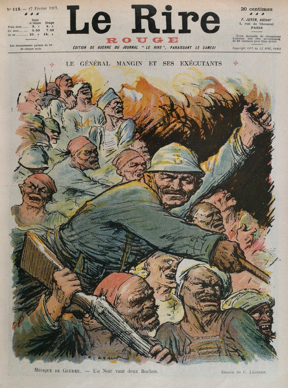General Charles Mangin og hans undermenn, en svart er så god som to bocher, illustrasjon på forsiden fra 