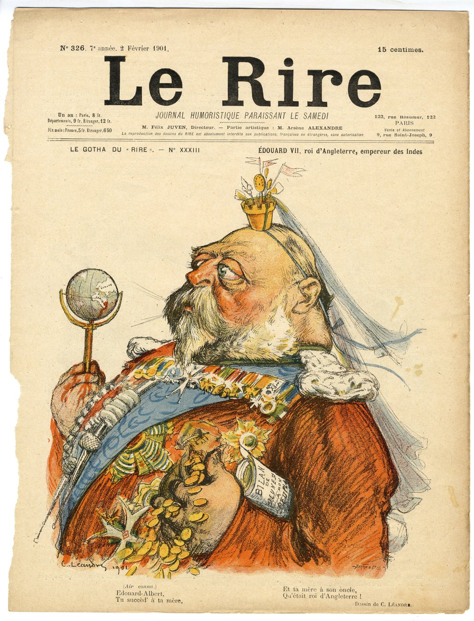 Illustrasjon av Charles Leandre (1862-1934) for omslaget til Le Rire av Charles Leandre