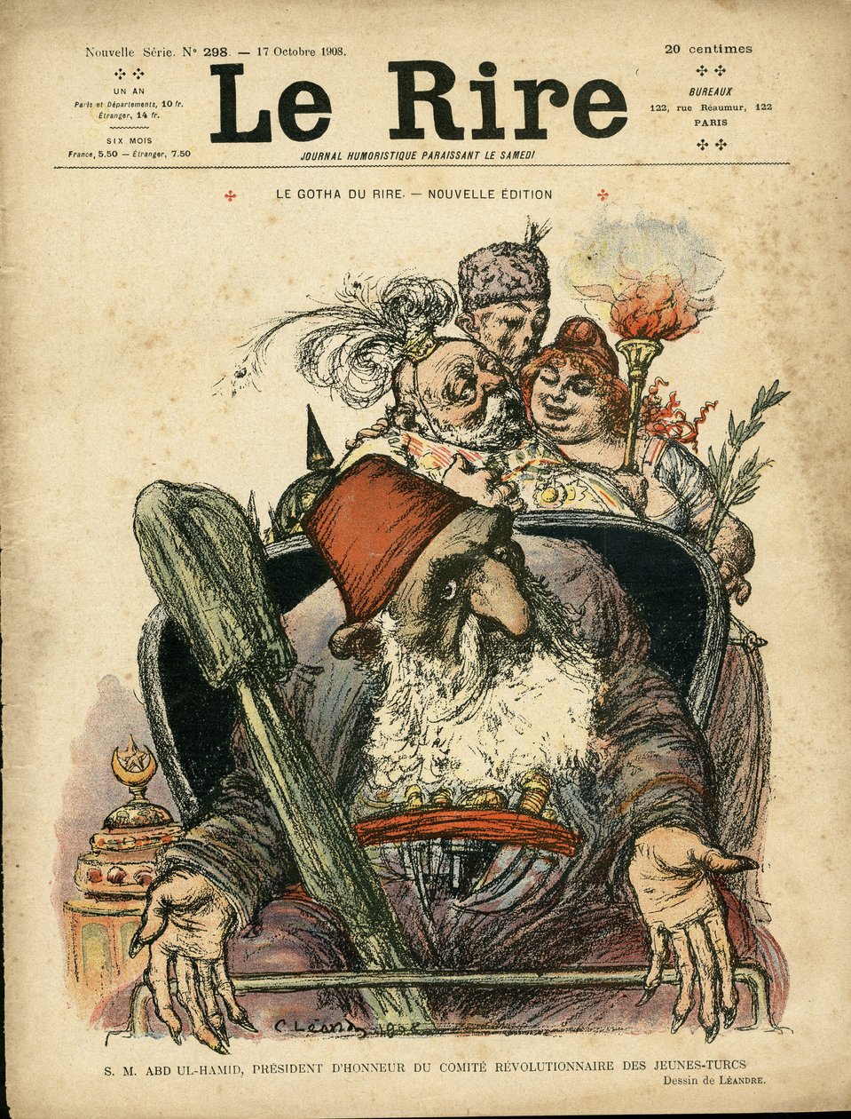 Illustrasjon av Charles Leandre (1862-1934) for omslaget til Le Rire av Charles Leandre