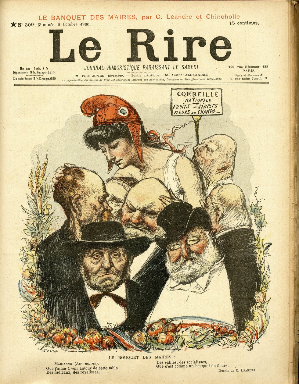Illustrasjon av Charles Leandre (1862-1934) for omslaget til Le Rire av Charles Leandre