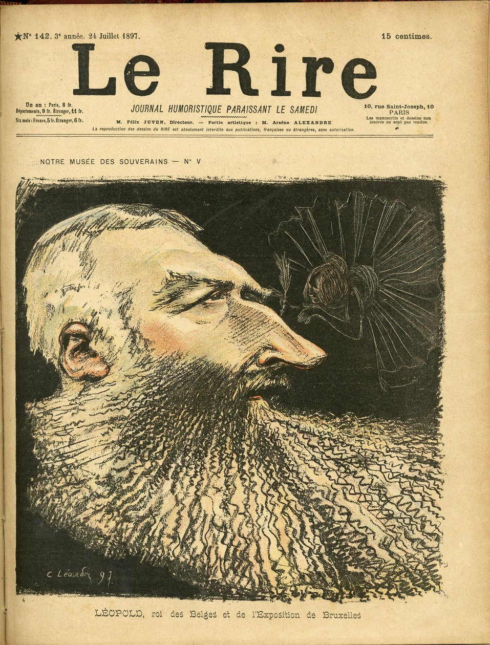 Illustrasjon av Charles Leandre (1862-1934) for omslaget til Le Rire av Charles Leandre