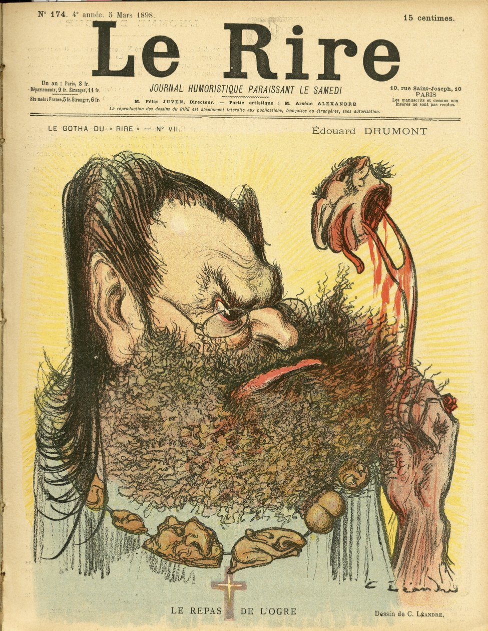 Illustrasjon av Charles Leandre (1862-1934) for omslaget til Le Rire av Charles Leandre