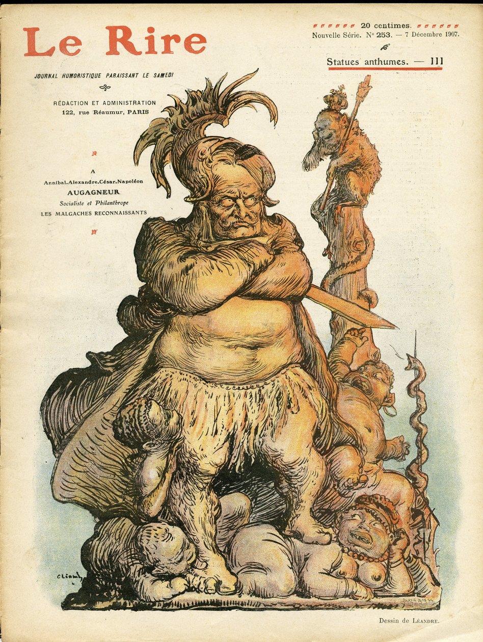 Illustrasjon av Charles Leandre (1862-1934) for omslaget til Le Rire, 07/12/07 - Augagneur Victor (1855-1931) - Statufikasjon av Charles Leandre