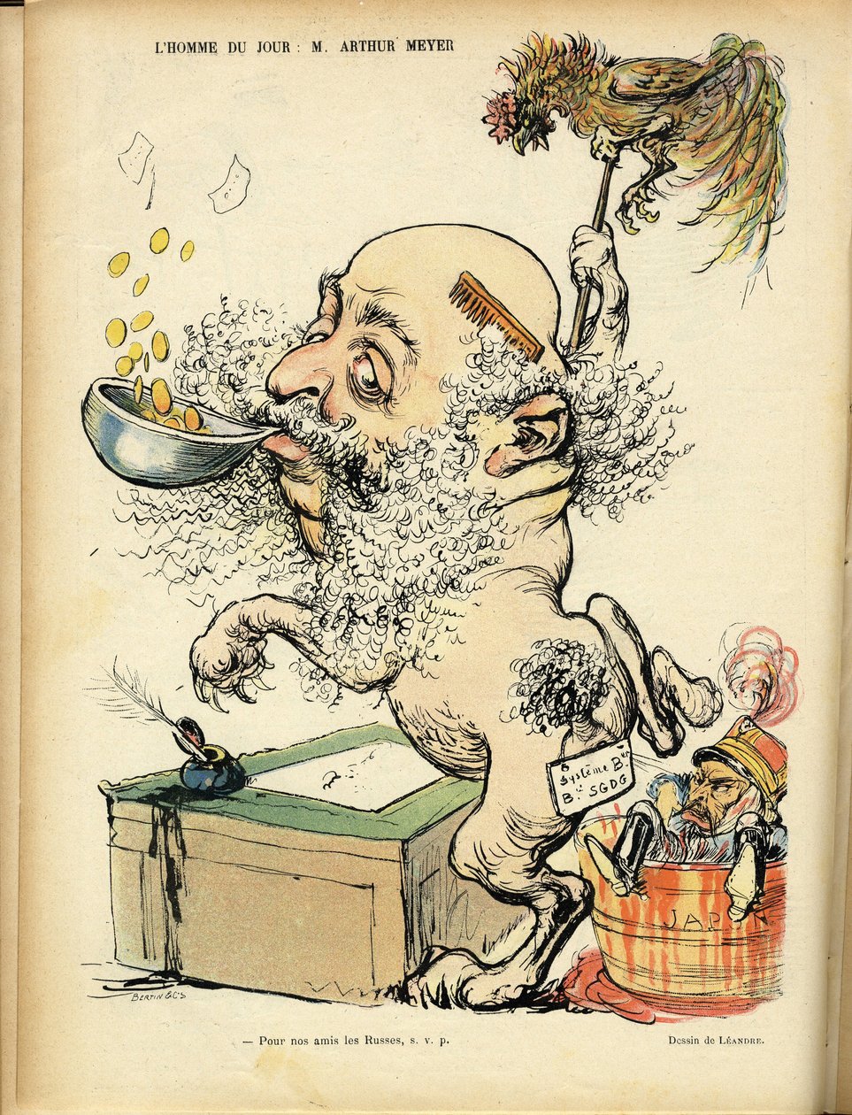 Illustrasjon av Charles Leandre (1862-1934) i Le Rire, 09/04/04 - Antisemittisme, sølv - Meyer Arthur av Charles Leandre