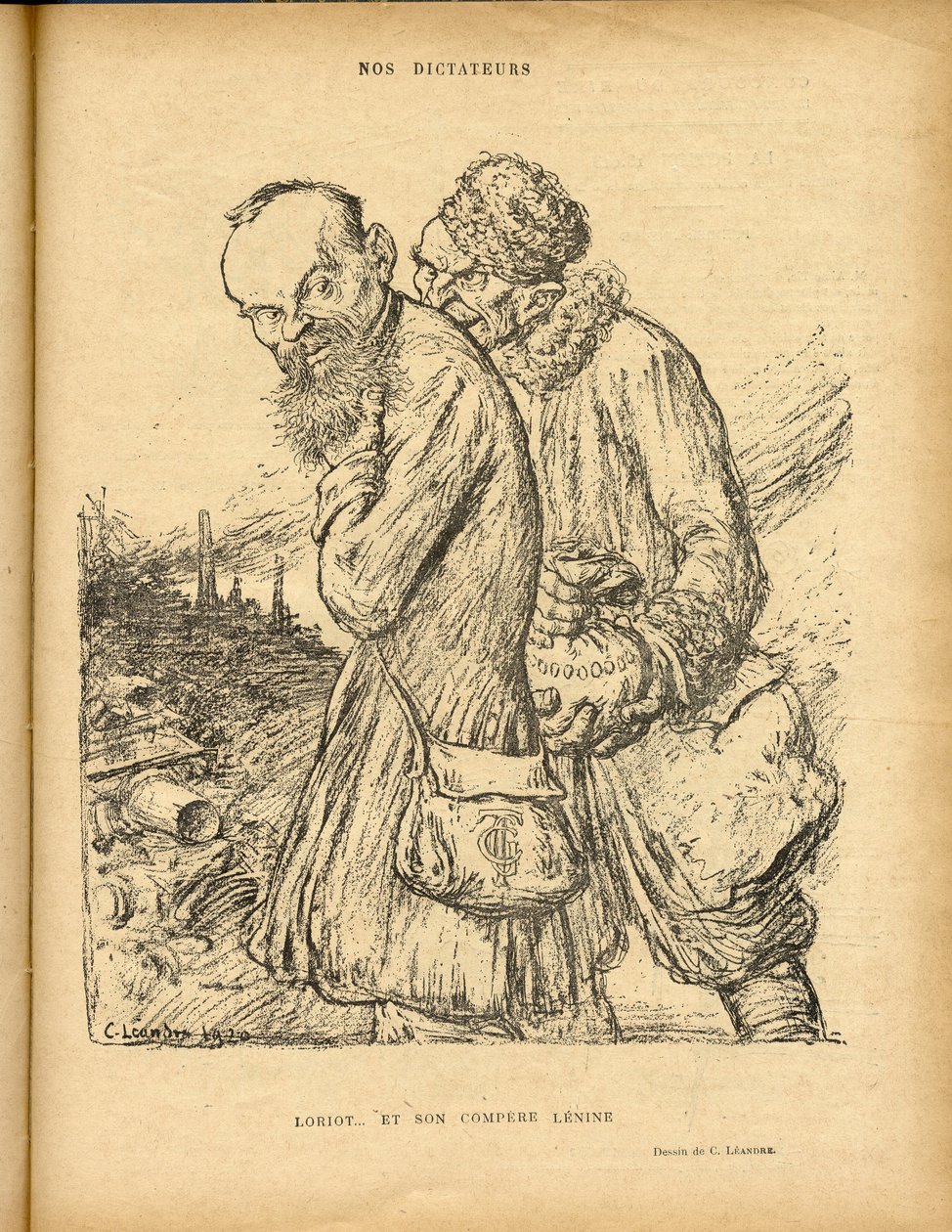 Illustrasjon av Charles Leandre (1862-1934) i Le Rire, 29/05/20 - Loriot og hans komiker Lenine - Uss - Lenine, Loriot av Charles Leandre