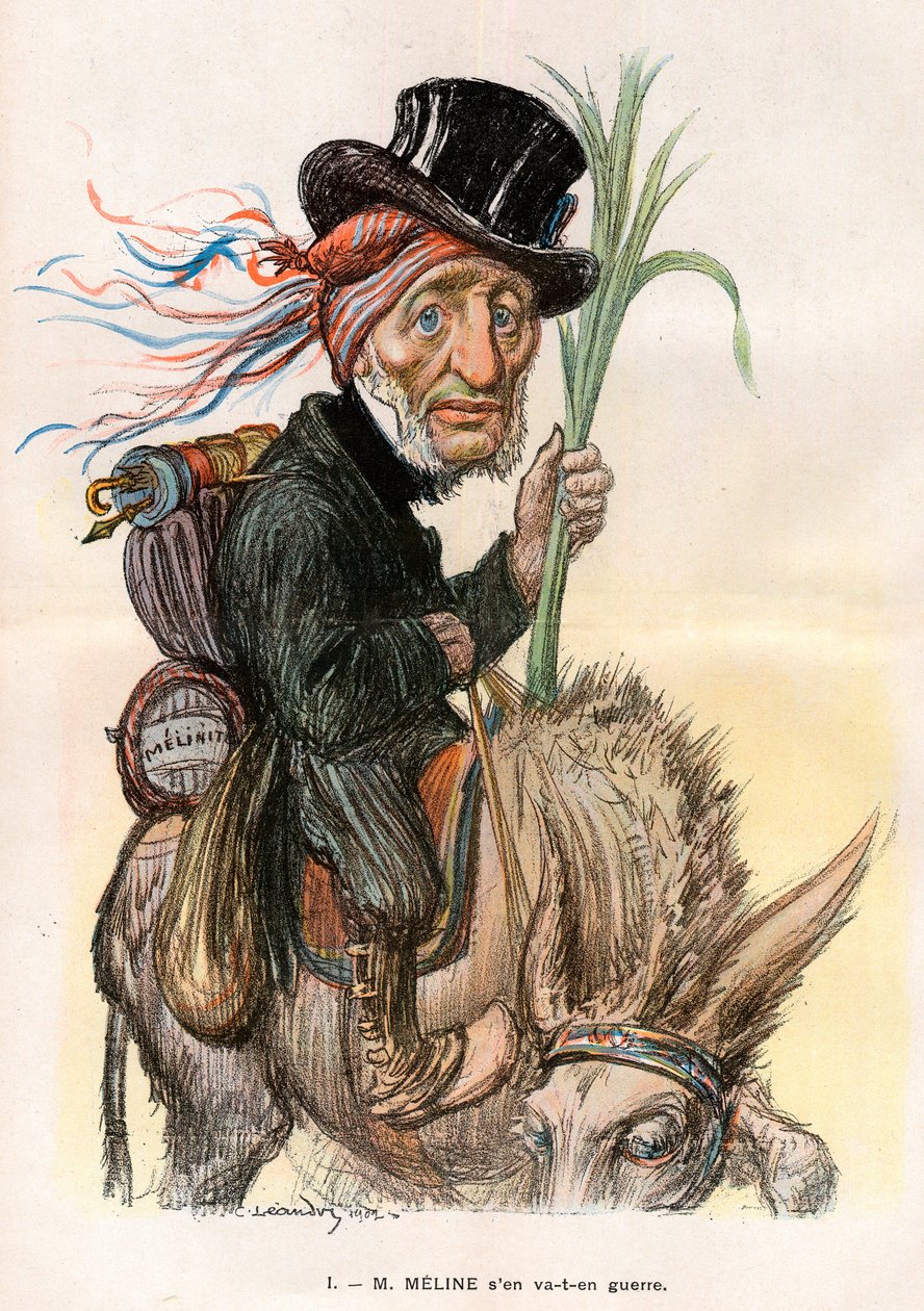 Jules Meline (1838-1925), fransk politiker, landbruksminister - tegneserie av Charles Leandre (1862-1934) i "" Le Rire"" av 12. april 1902 av Charles Leandre