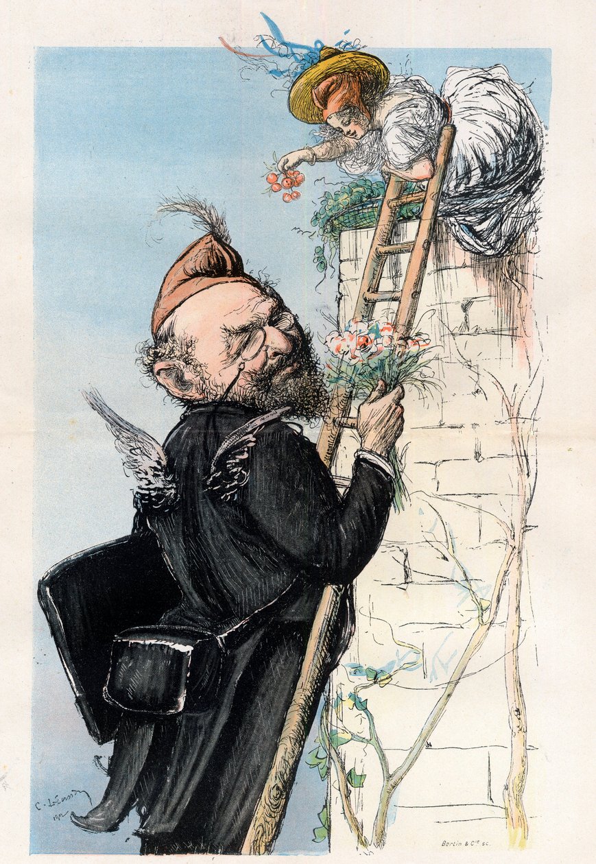 Leon Bourgeois (1851-1925), fransk advokat og politiker - tegneserie av Charles Leandre (1862-1934) i "" Le Rire""" 1902 av Charles Leandre