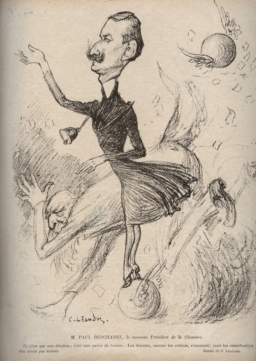 Mr. Paul Deschanel den nye Speaker of the House - tegneserie av Charles Leandre (1862-1934) i "" The Rire""" 1898 av Charles Leandre