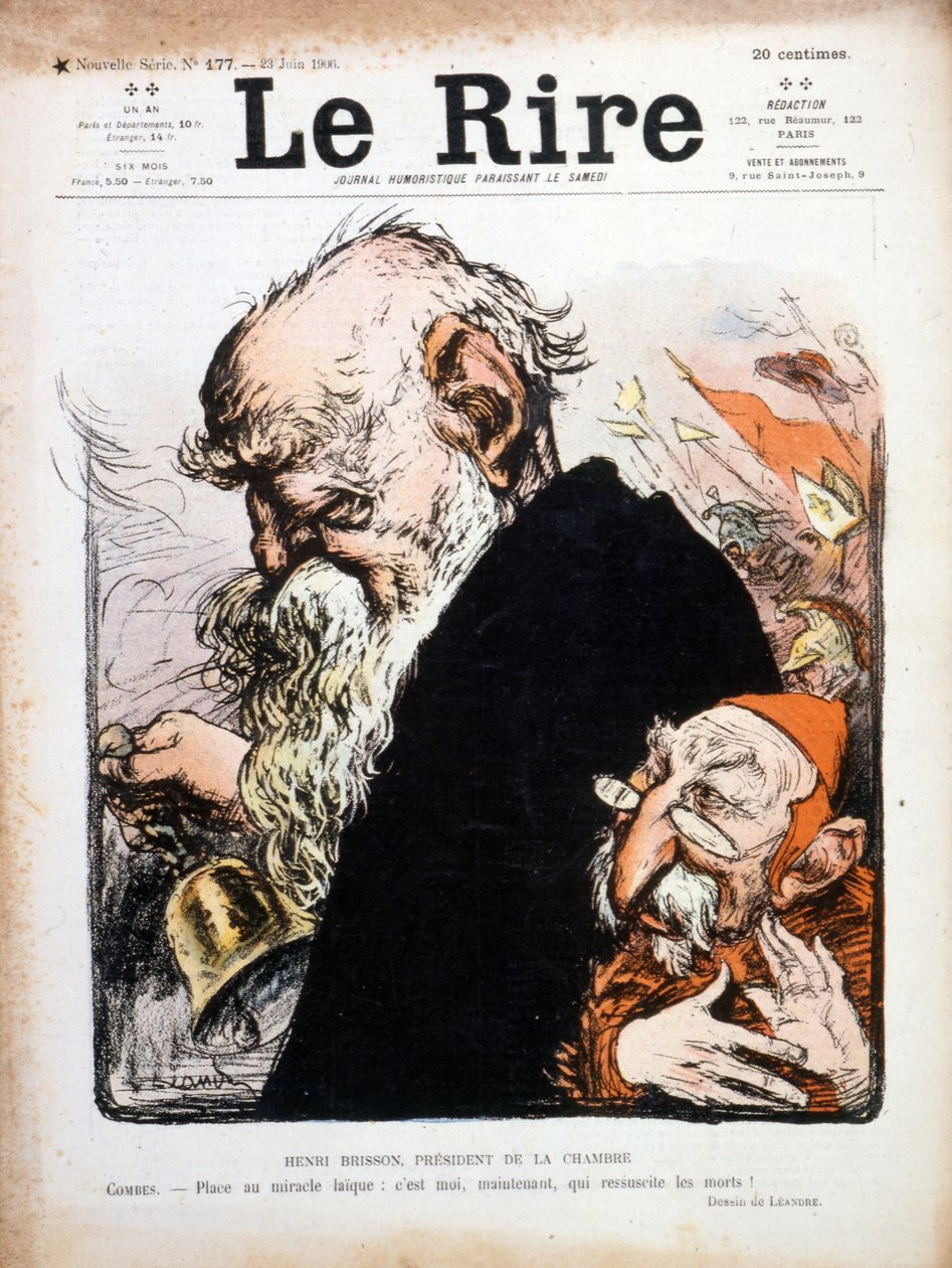 Satirisk illustrasjon av Eugene Henri Brisson omslag av Le Rire 1906 (gravering) av Charles Leandre