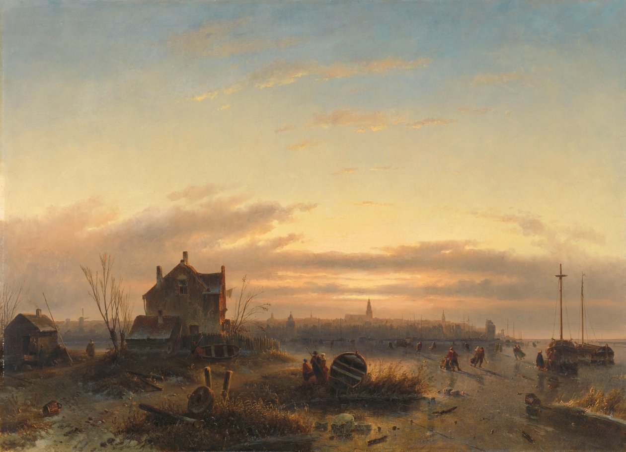 Vinter på IJ for Amsterdam av Charles Leickert (signed by artist)