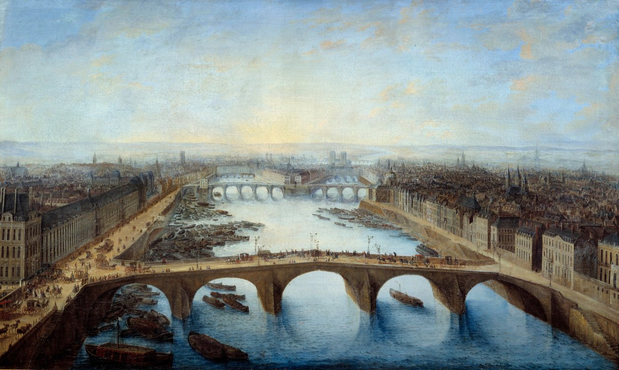 Kavalerisk utsikt over Paris tatt over Pont Royal i 1741 Maleri av Charles Grevenbrock (? -1758) 1741 Søn. 0,96x1,62 m Paris, musee Carnavalet - Panoramautsikt over Paris over Pont Royal i 1741. Maleri av Charles Grevenbroeck (? -1758) av Charles Leopold Grevenbroeck