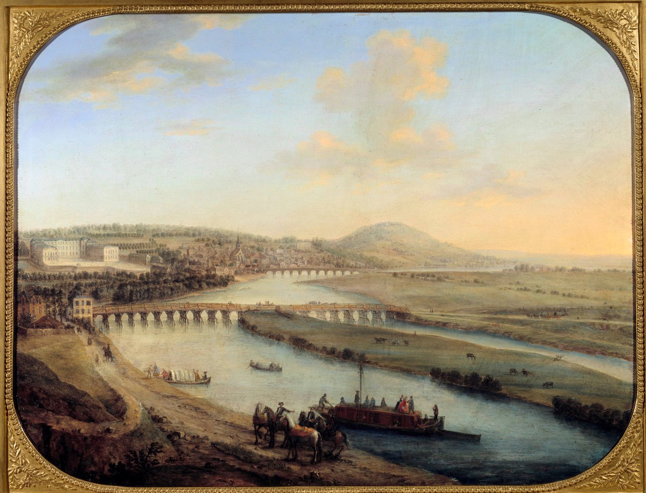 Utsikt over Seguin Island, broen til Sevres og Saint Cloud Panorama fra vest for Paris. Maleri av Charles Grevenbroich (? -1758) 1738 søn. 0,69x0,9m Paris, musee Carnavalet av Charles Leopold Grevenbroeck