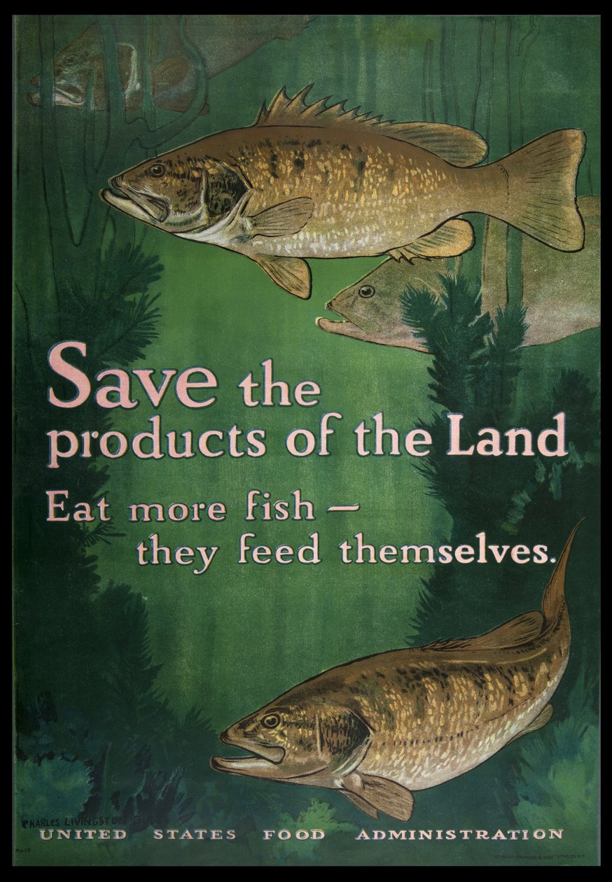 Save the Products of the Land, Eat More Fish, 1914-18 av Charles Livingston Bull