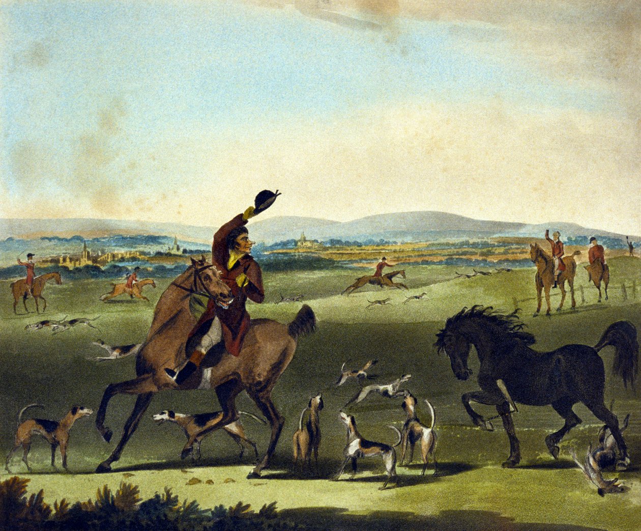 En sjekk, fra The Pytchley Hunt, gravert av F. Jukes (1845-1879) av Charles Lorraine (after) Smith