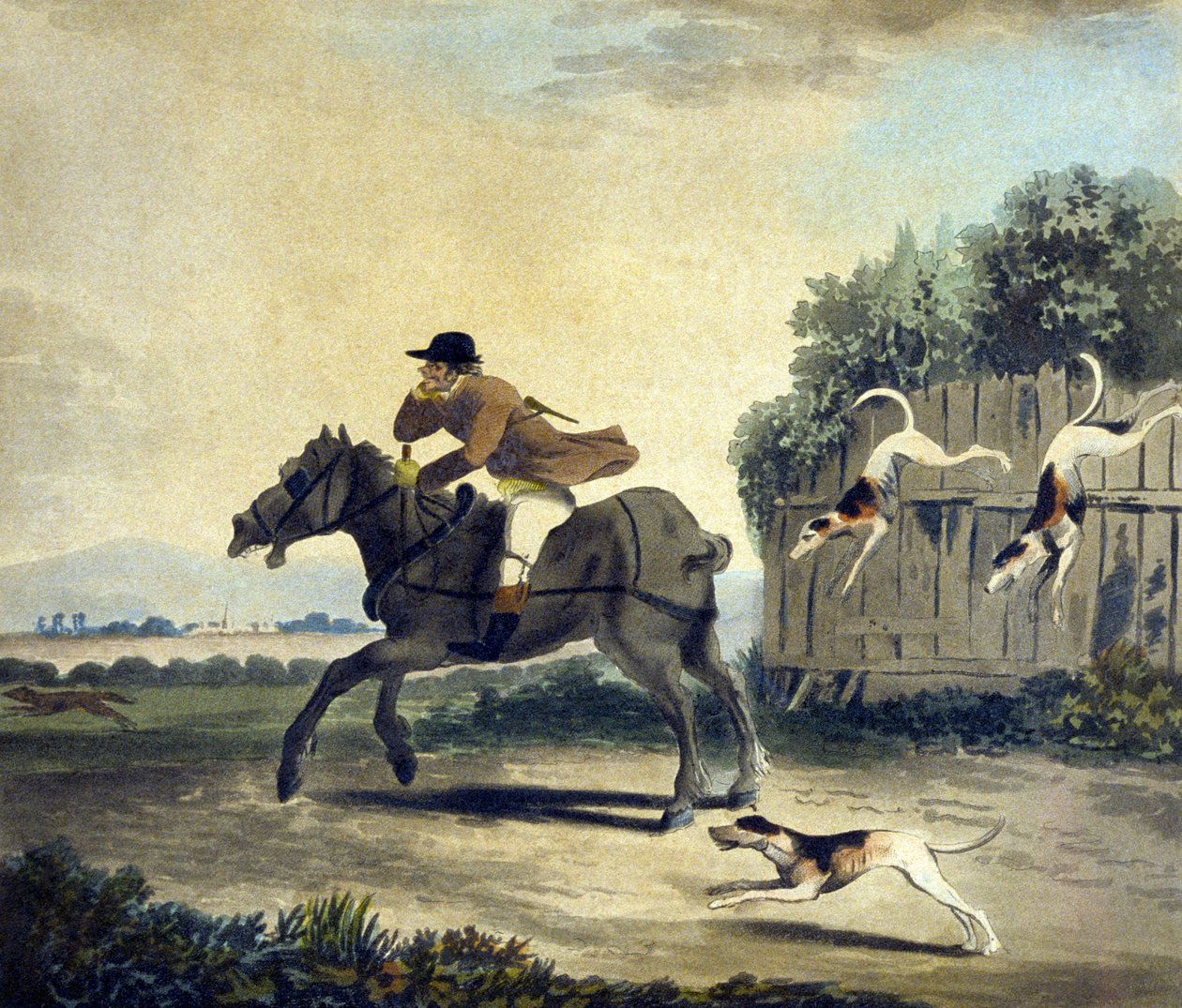 The Fore Horse of the Team, fra The Pytchley Hunt, gravert av F.Dukes (1745-1812) av Charles Lorraine (after) Smith