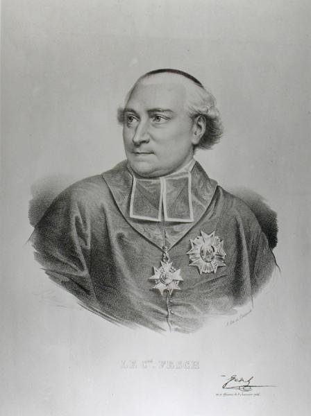 Portrett av kardinal Joseph Fesch (1763-1839) gravert av Francois Seraphin Delpech (1778-1825) (gravering) (s/hv-foto) av Charles Louis (after) Bazin