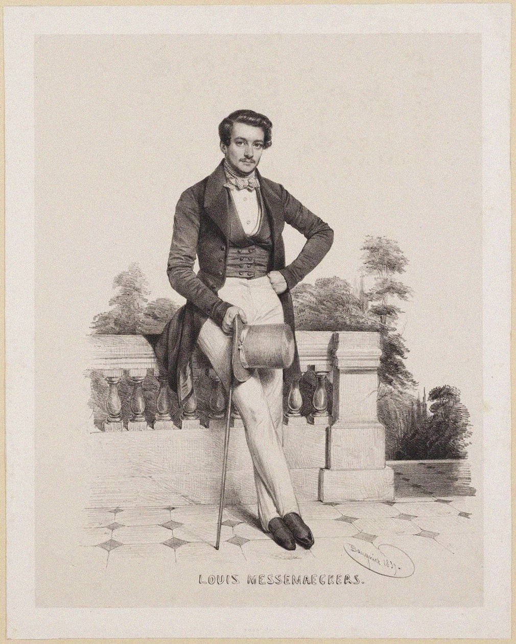 Portrett av komponisten Louis Messemaeckers 1809-1889, 1837. av Charles Louis Baugniet