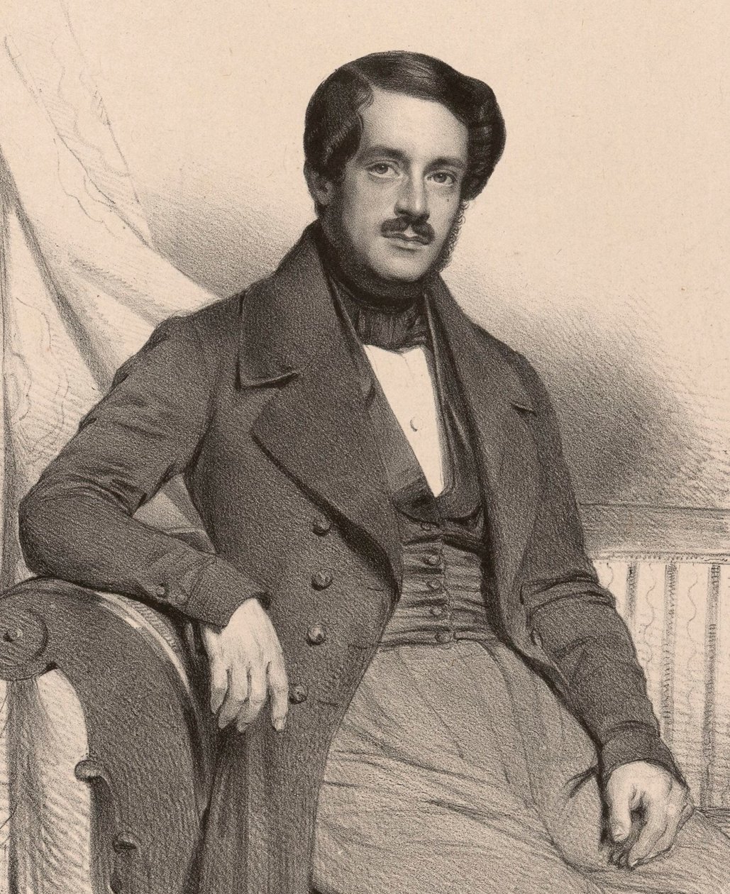 Portrett av komponisten Francesco Masini 1804-1863, 1837. av Charles Louis Baugniet