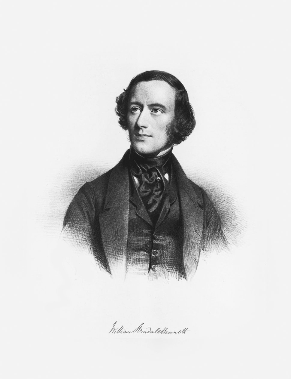Portrett av komponisten William Sterndale Bennett 1816-1875. av Charles Louis Baugniet