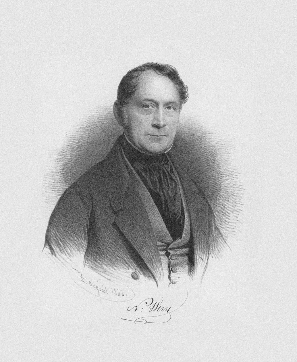 Portrett av dirigenten og komponisten Nicolas-Lambert Wéry 1789-1867, 1842. av Charles Louis Baugniet