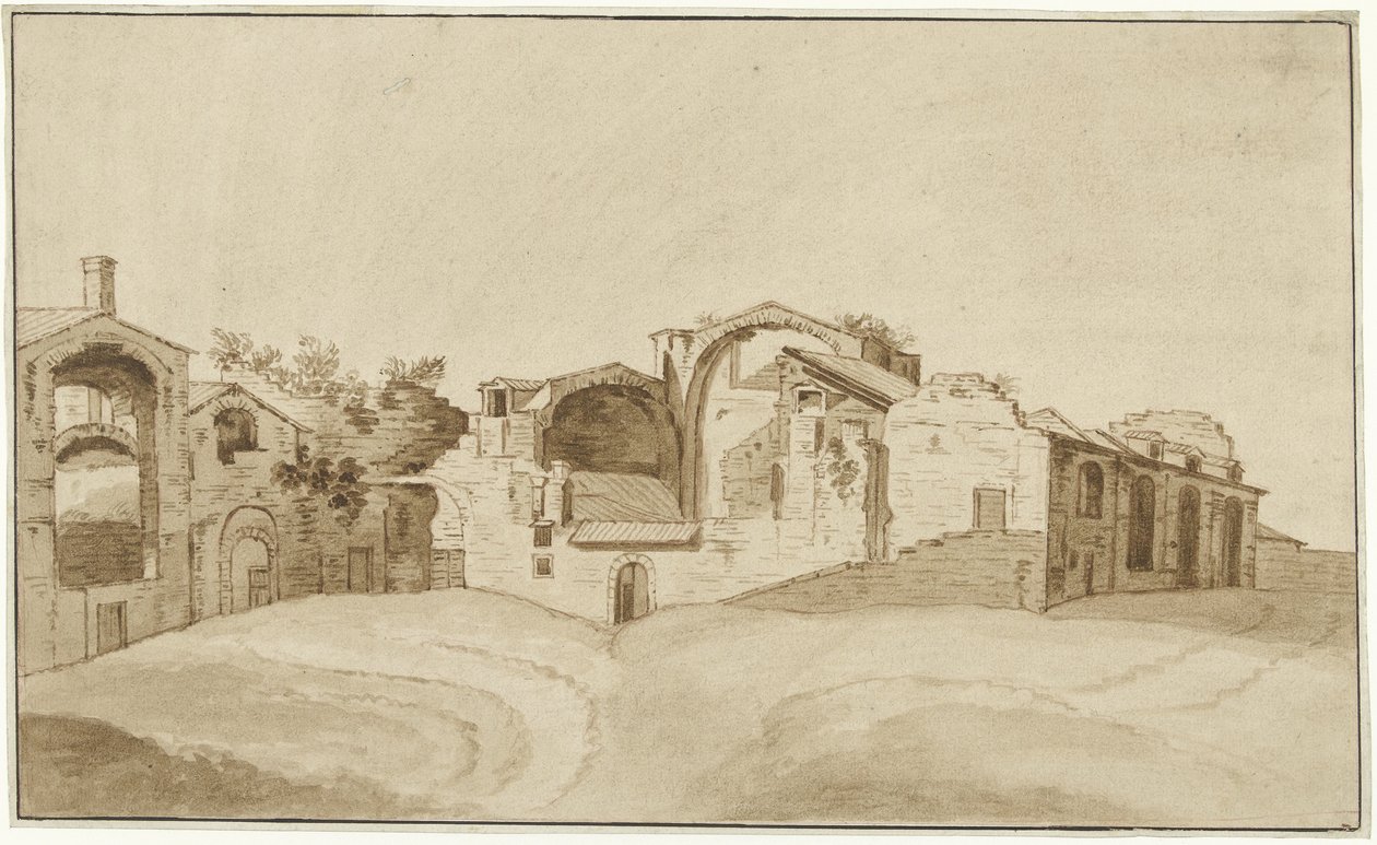 Utsikt over Diokletians bad i Roma av Charles Louis Clerisseau