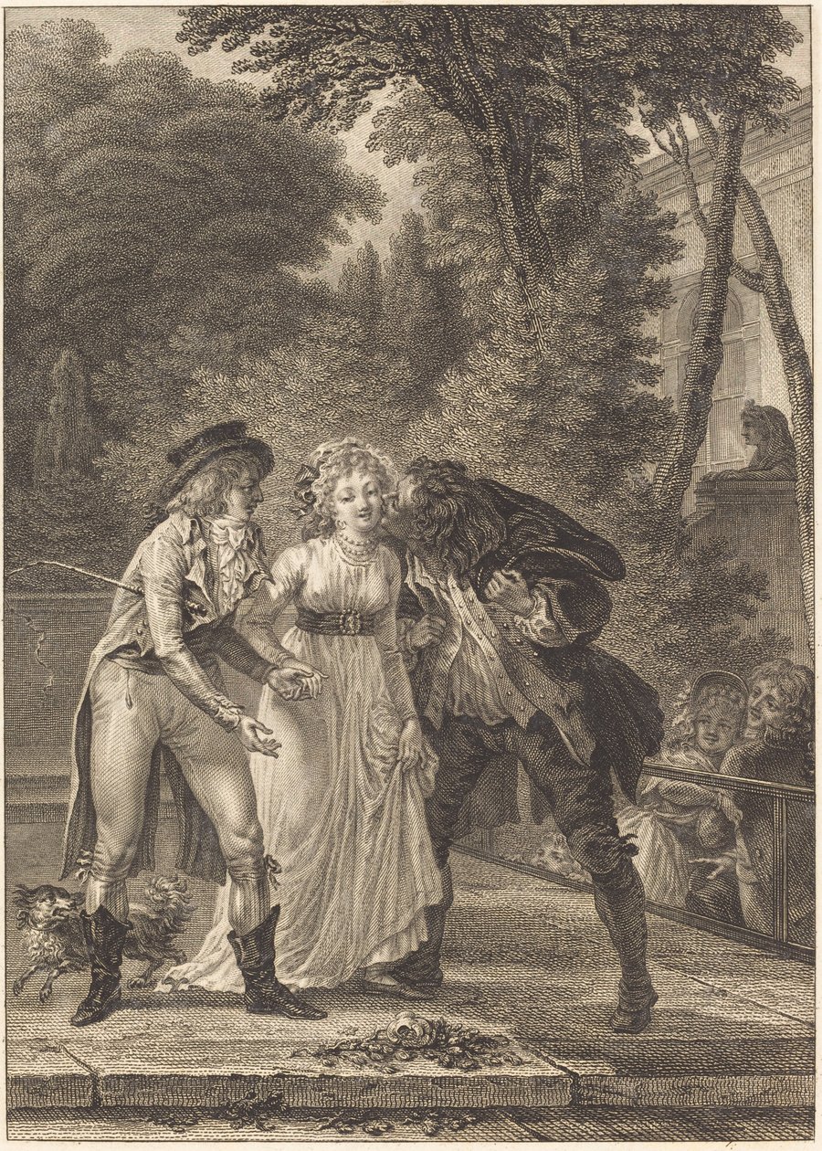 Kysset returnerte: Kysset returnerte av Charles Louis Lingée after Jacques Louis François Touzé