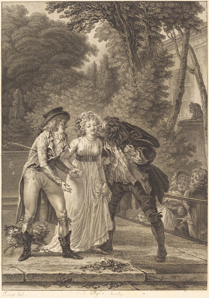 Kysset returnerte: Kysset returnerte av Charles Louis Lingée after Jacques Louis François Touzé