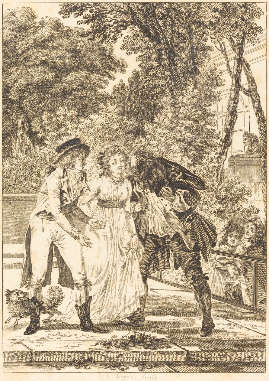 Kysset returnerte: Kysset returnerte av Charles Louis Lingée after Jacques Louis François Touzé