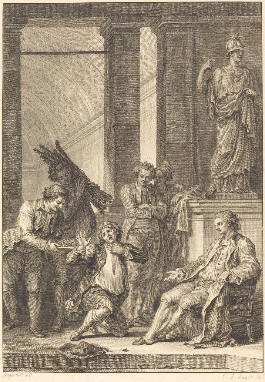 Bonden av Charles Louis Lingée after Jean Honoré Fragonard