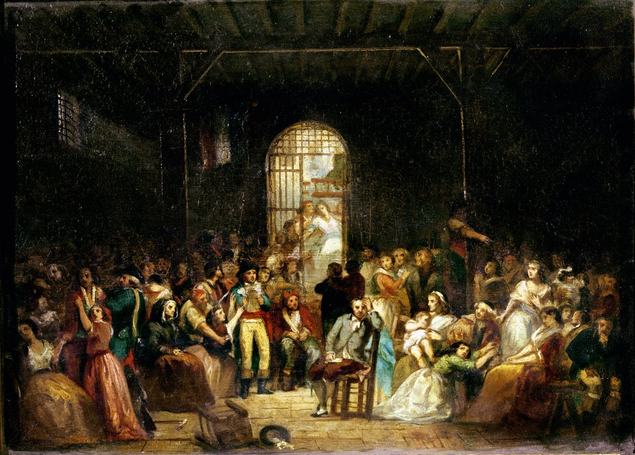 The Call for the Last Victims of the Terror, 7-9 Thermidor, år 2 (25-27 juli 1794) ca. 1850 (se også 127502 & 3 & 50501) av Charles Louis Lucien Muller