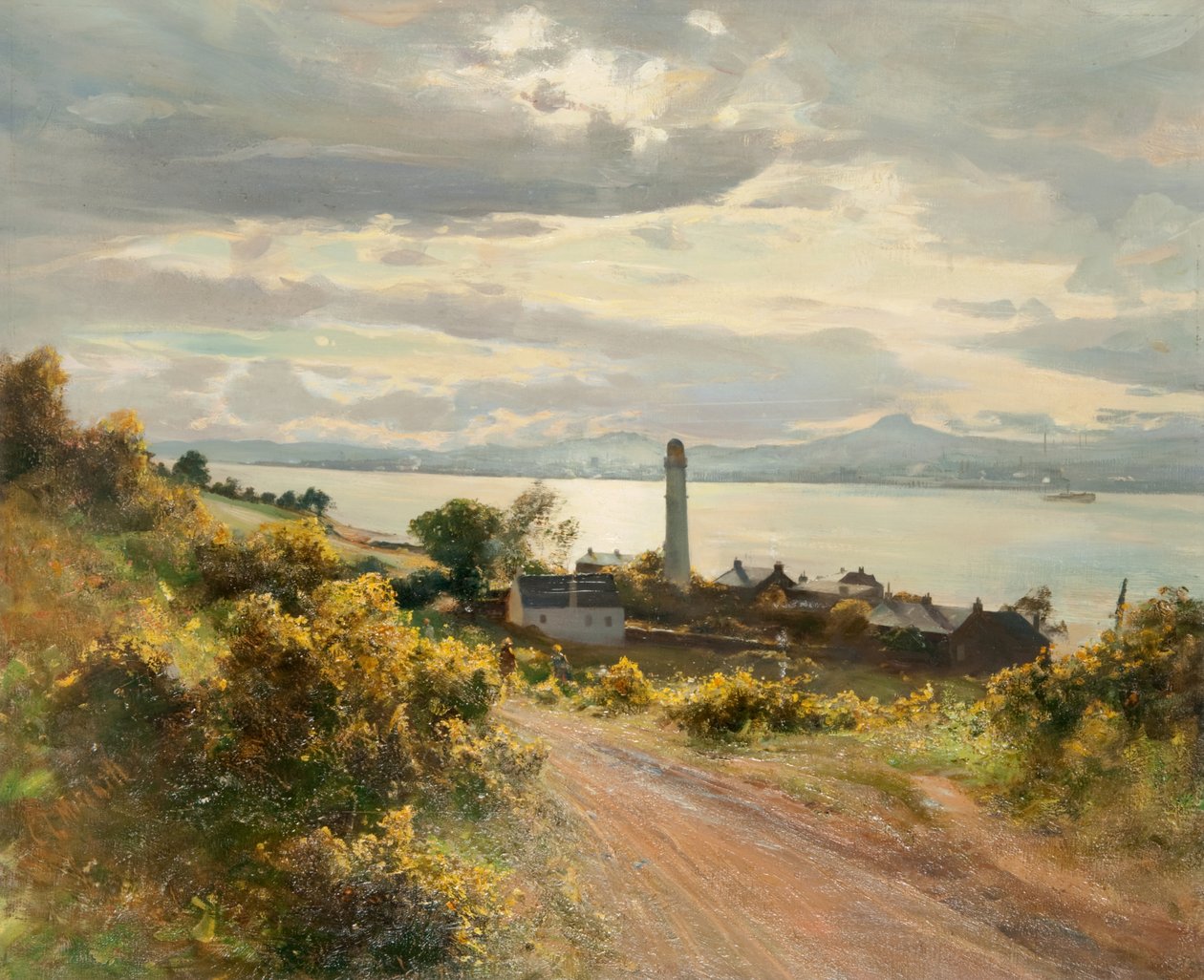 Dundee fra Tayport (olje på lerret) av Charles Louis Mitchell