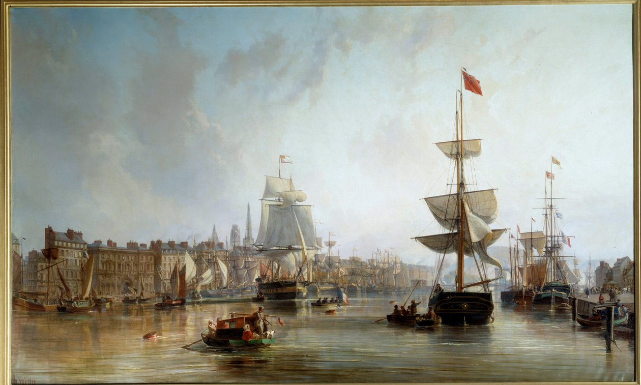 Port of Rouen i 1855 Maleri av Charles Louis Mozin (1806-1862) 1855 Søn. 1,77x2,87 m Rouen, Musee des Beaux Arts av Charles Louis Mozin