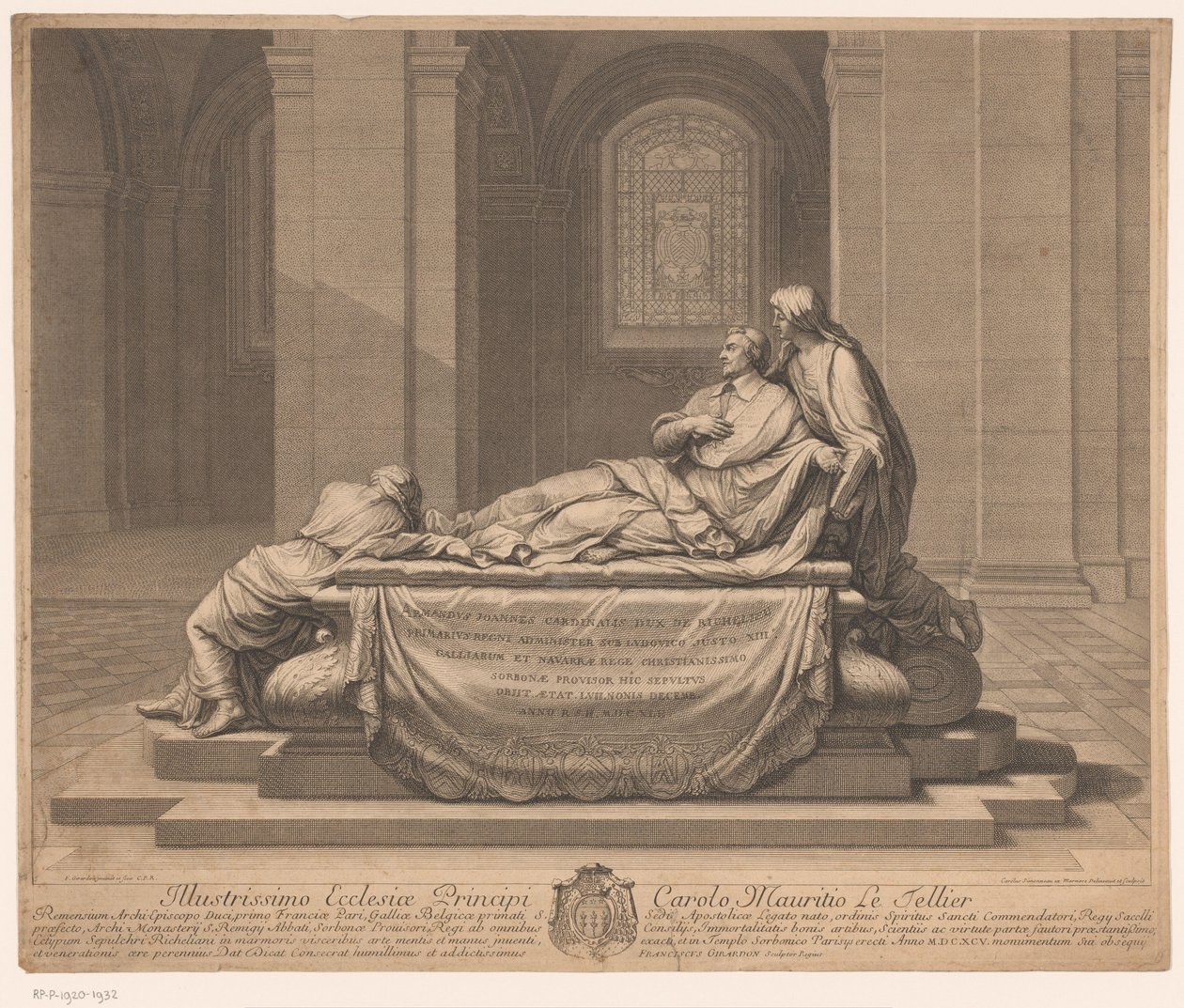 Begravelsesmonument til Armand-Jean du Plessis, hertugen av Richelieu av Charles Louis Simonneau
