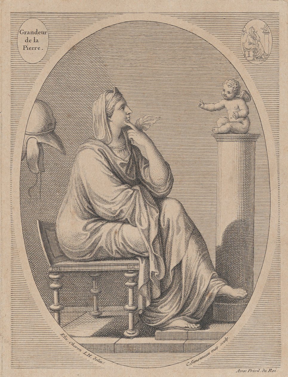 Grandeur de la pierre, etter Eliz. Cheron, 1665-1728. av Charles Louis Simonneau
