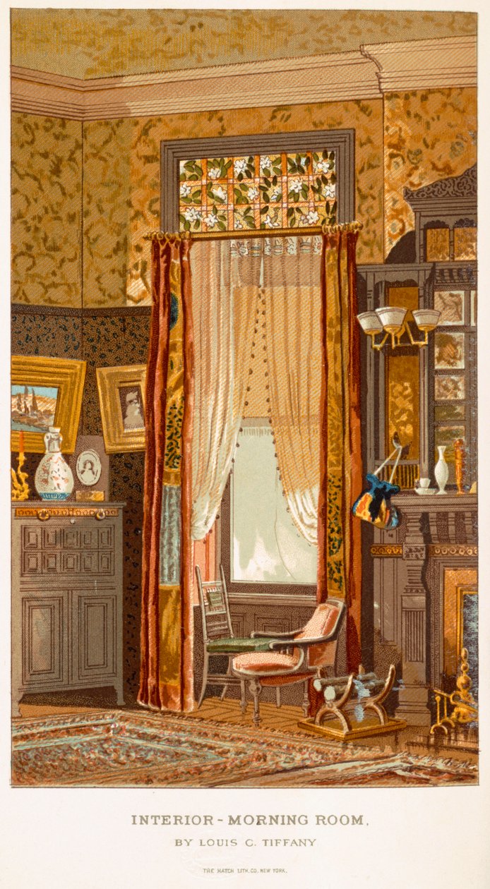 Morning Room 1881, av Tiffany, Charles Louis fra C Harrisons Womans Handiwork in Modern Homes New York 1881 av Charles Louis Tiffany