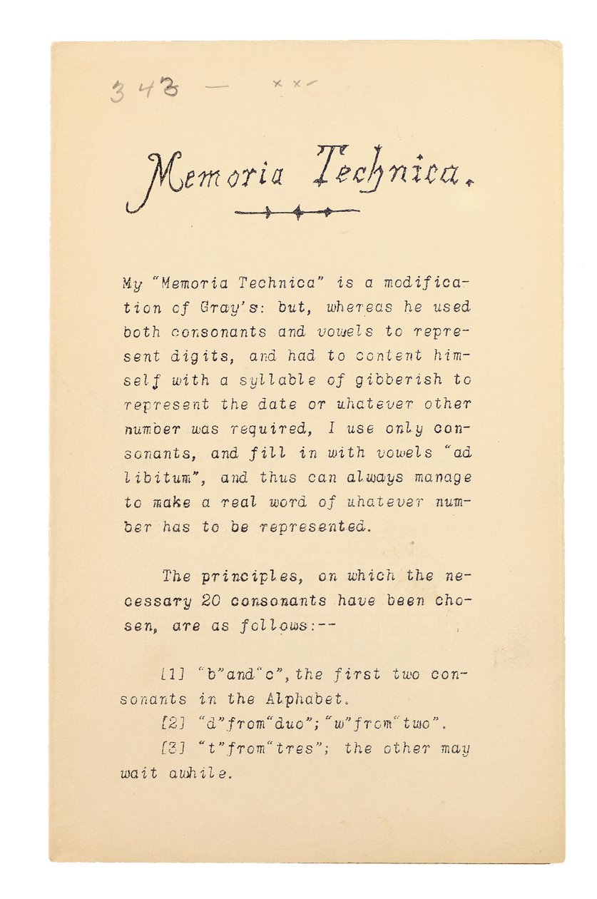 Memoria Technica, Oxford av Charles Lutwidge Dodgson