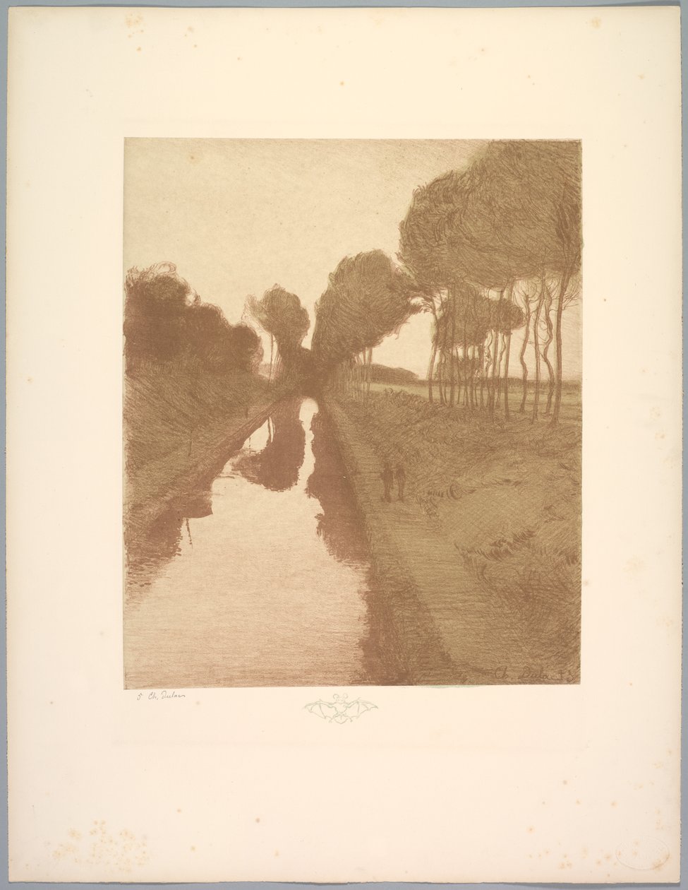 Suite av landskap: Landskap, Plate 3, Note, Bat av Charles Marie Dulac