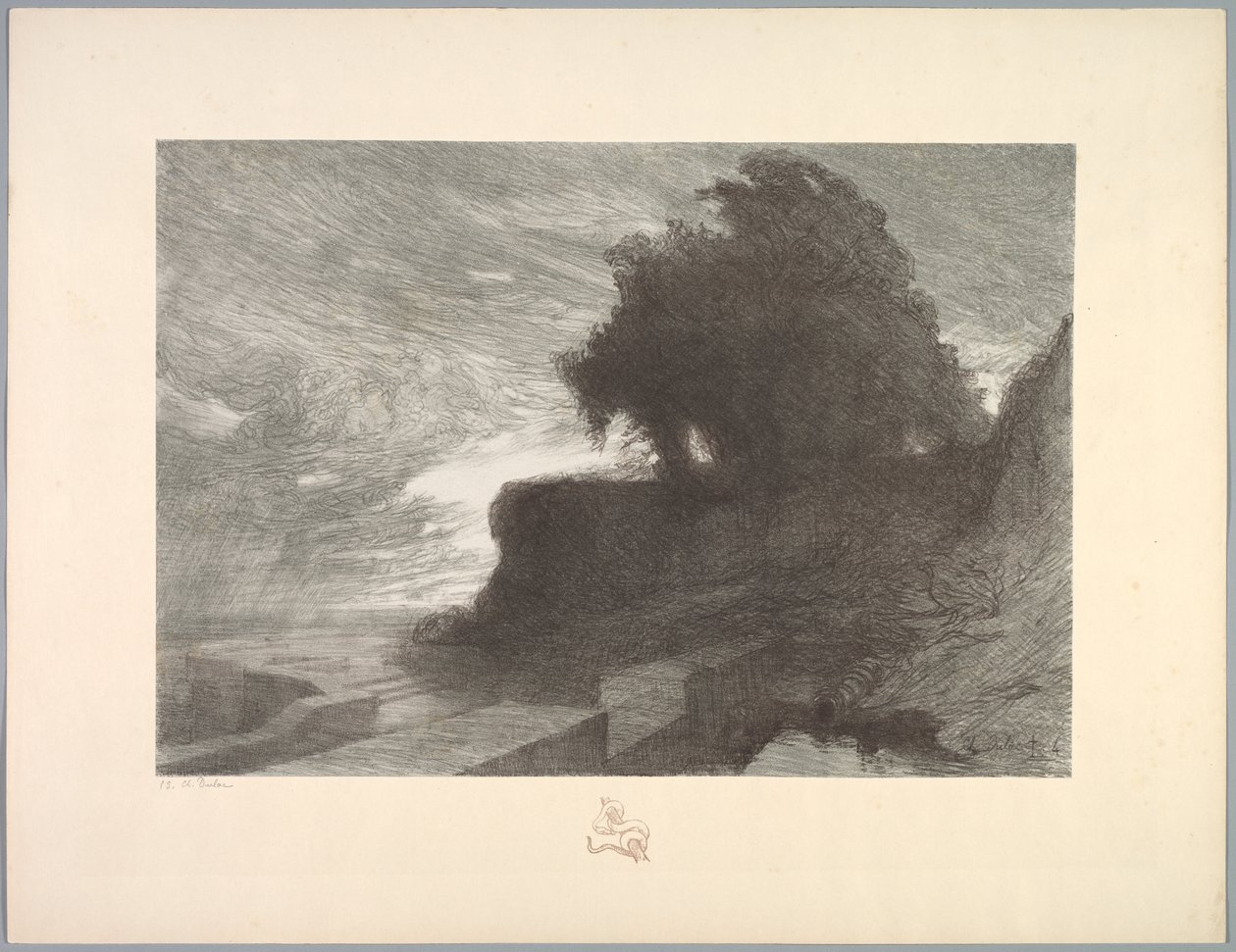 Suite of Landscapes: Landscape, Plate 4, Note, Snake, 1892-1893. av Charles Marie Dulac