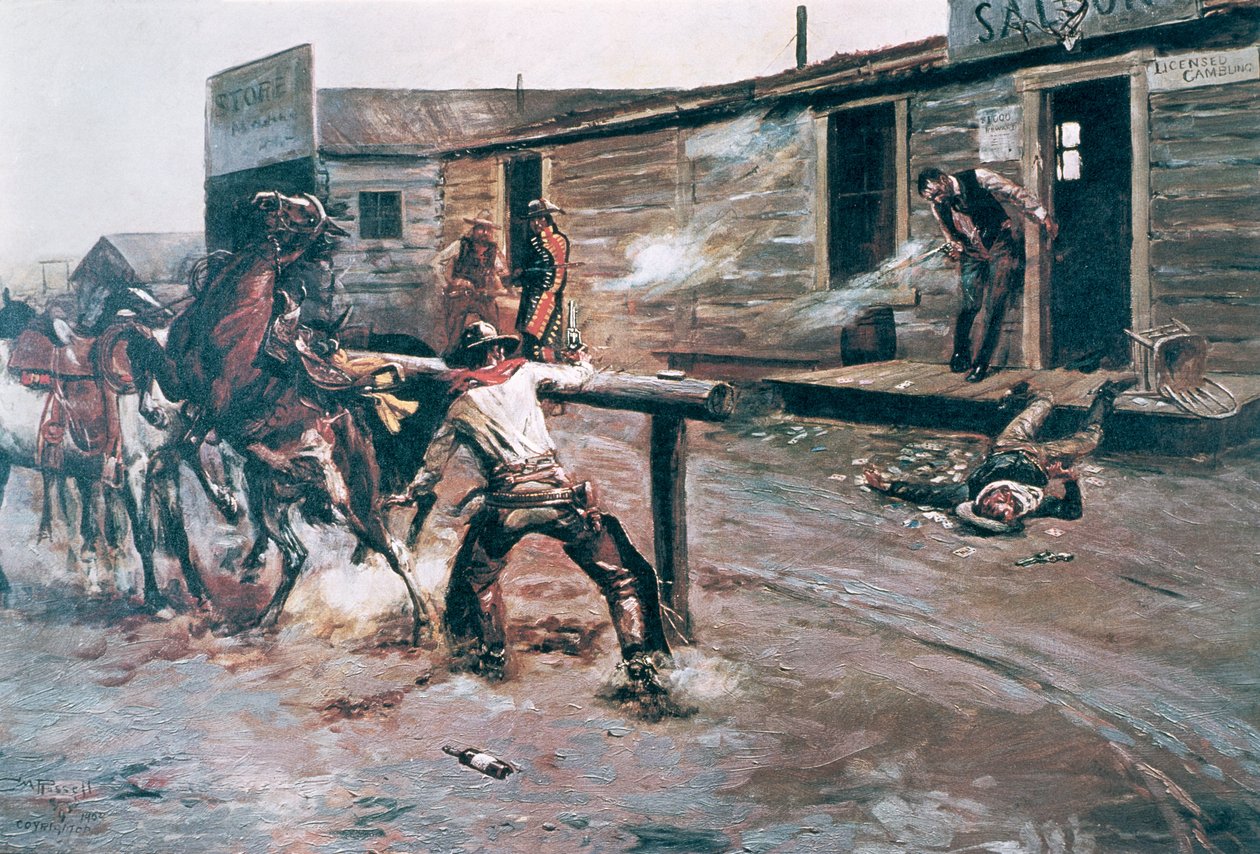 Death of a Gambler (olje på lerret) av Charles Marion Russell