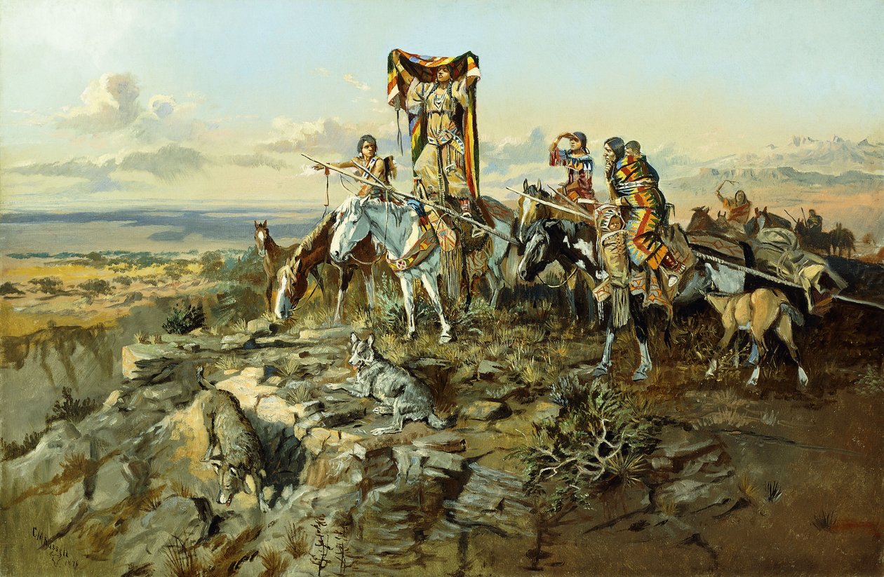 I kjølvannet av jegerne, 1896 av Charles Marion Russell