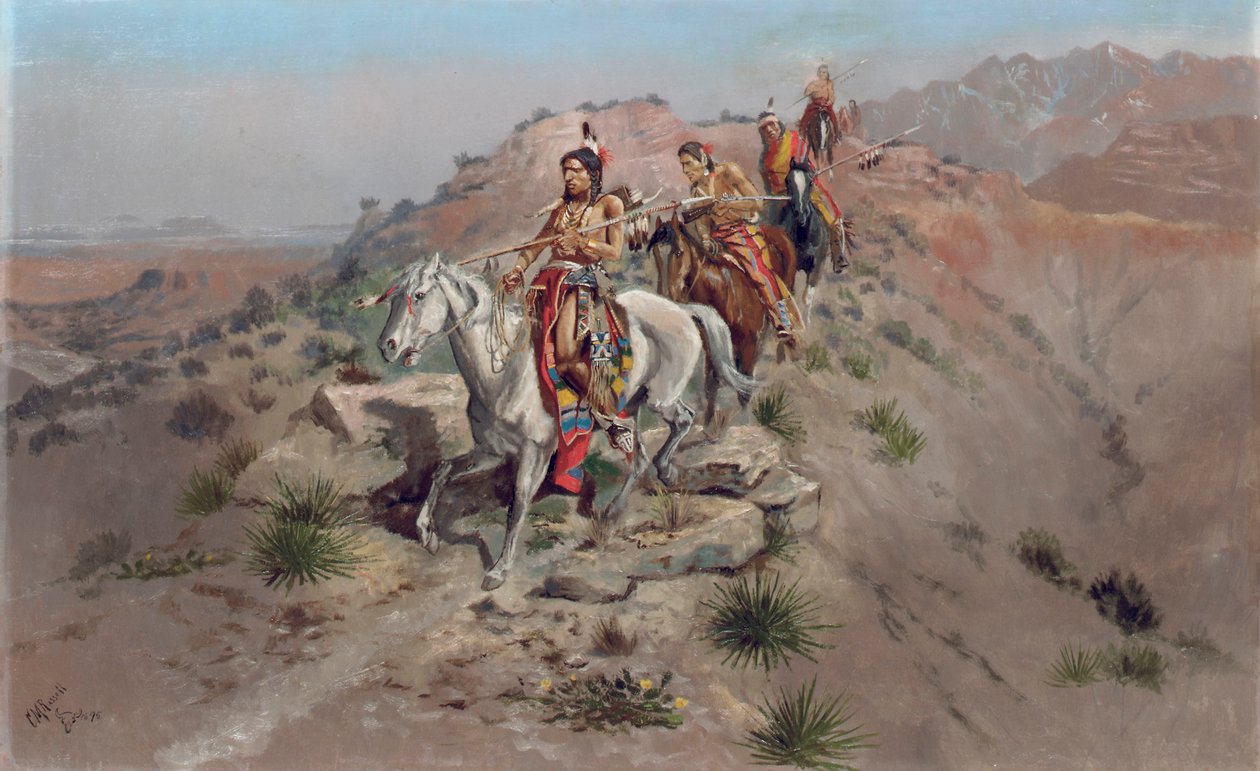 På krigsstien, 1895 av Charles Marion Russell