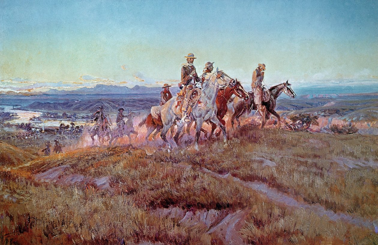 Riders of the Open Range (olje på lerret) av Charles Marion Russell
