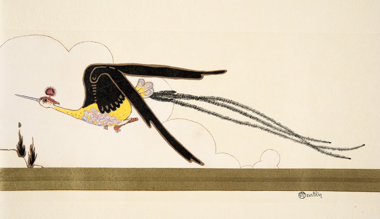 Bird of Paradise, fra Fashion i 1912. hos Marcelle Demay. pub.1912 (stensiltrykk) av Charles Martin