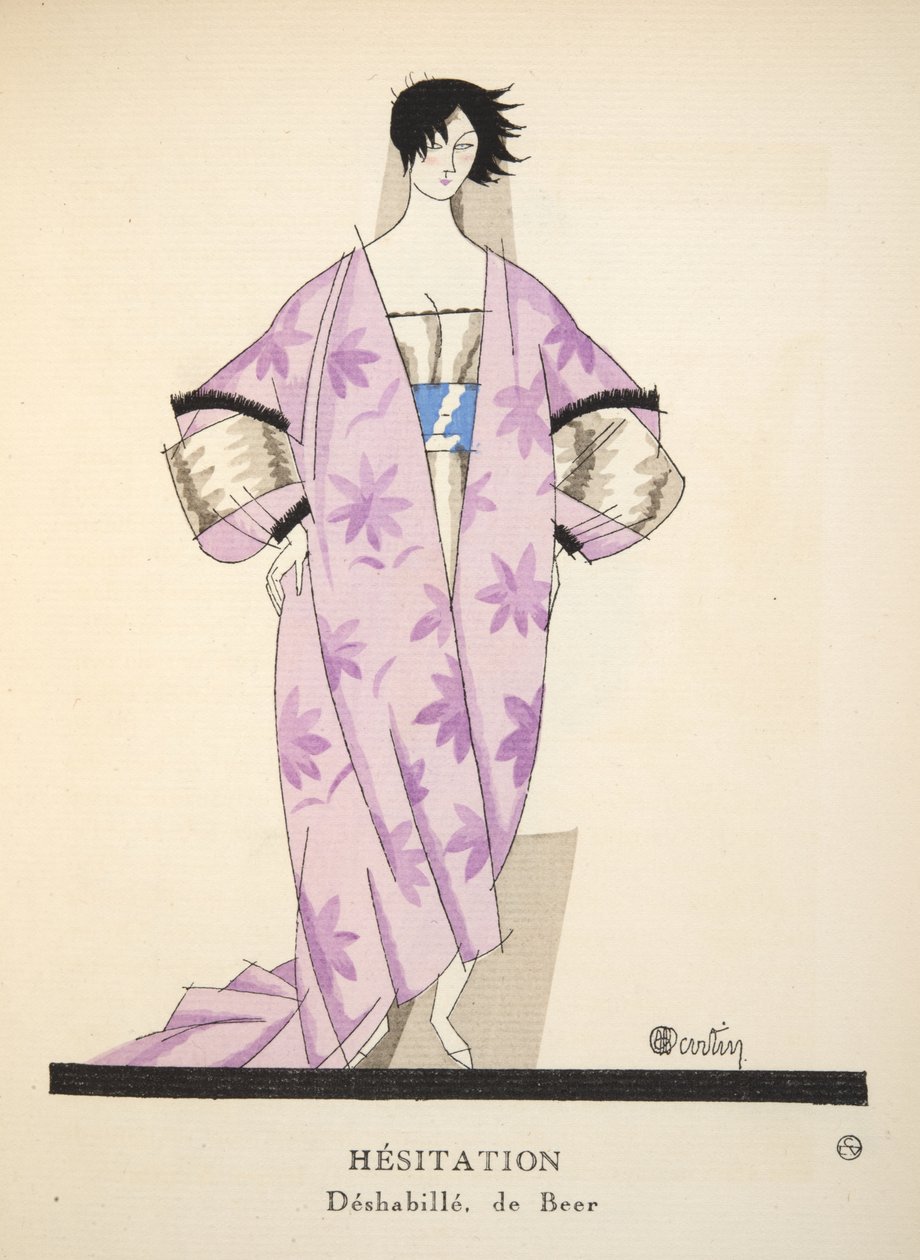 Nøling med Gazette de Bon Ton, pub. 1920 (stensiltrykk) av Charles Martin