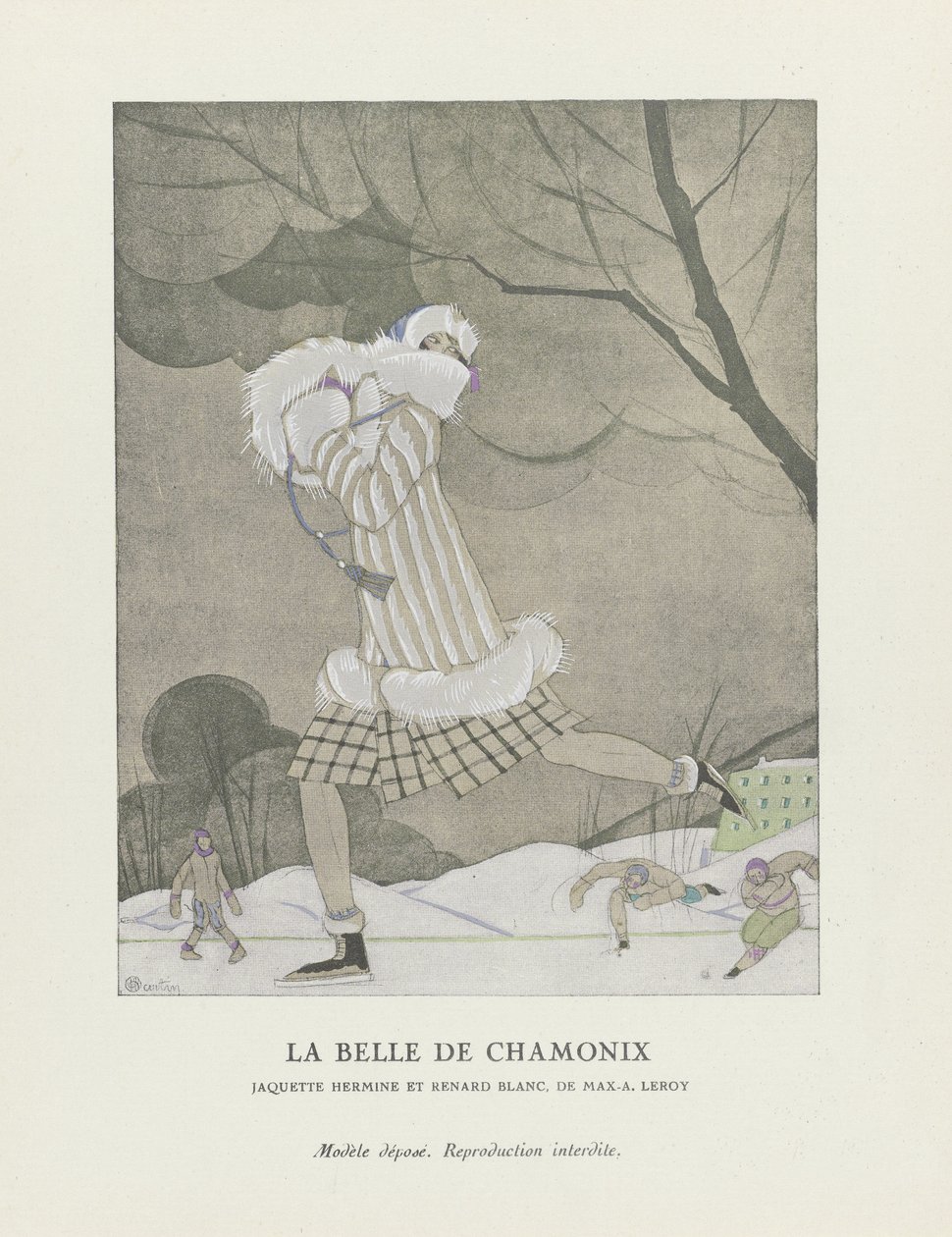 The Beauty of Chamonix, pub. 1924 (stensiltrykk) av Charles Martin
