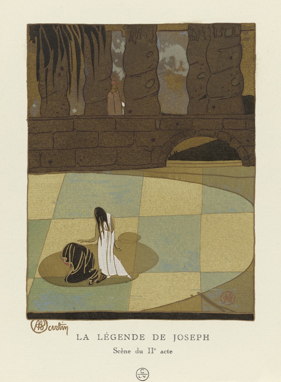 The Legend of Joseph, scene fra akt II, pub. 1914 (stensiltrykk) av Charles Martin