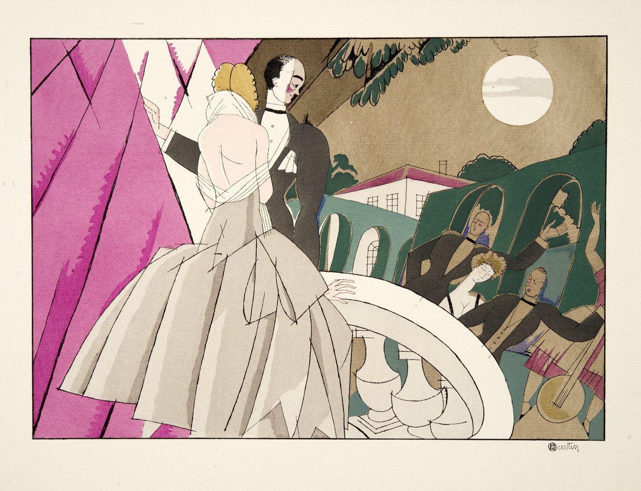 La Mariee, fra Sports & Entertainment, pub. 1914 (stensiltrykk) av Charles Martin